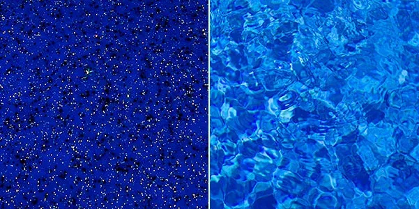 Twilight colour fibreglass pool gelcoat sample and water