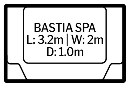 Bastia fibreglass pool dimensions layout, 3.2m x 2.0m plan view