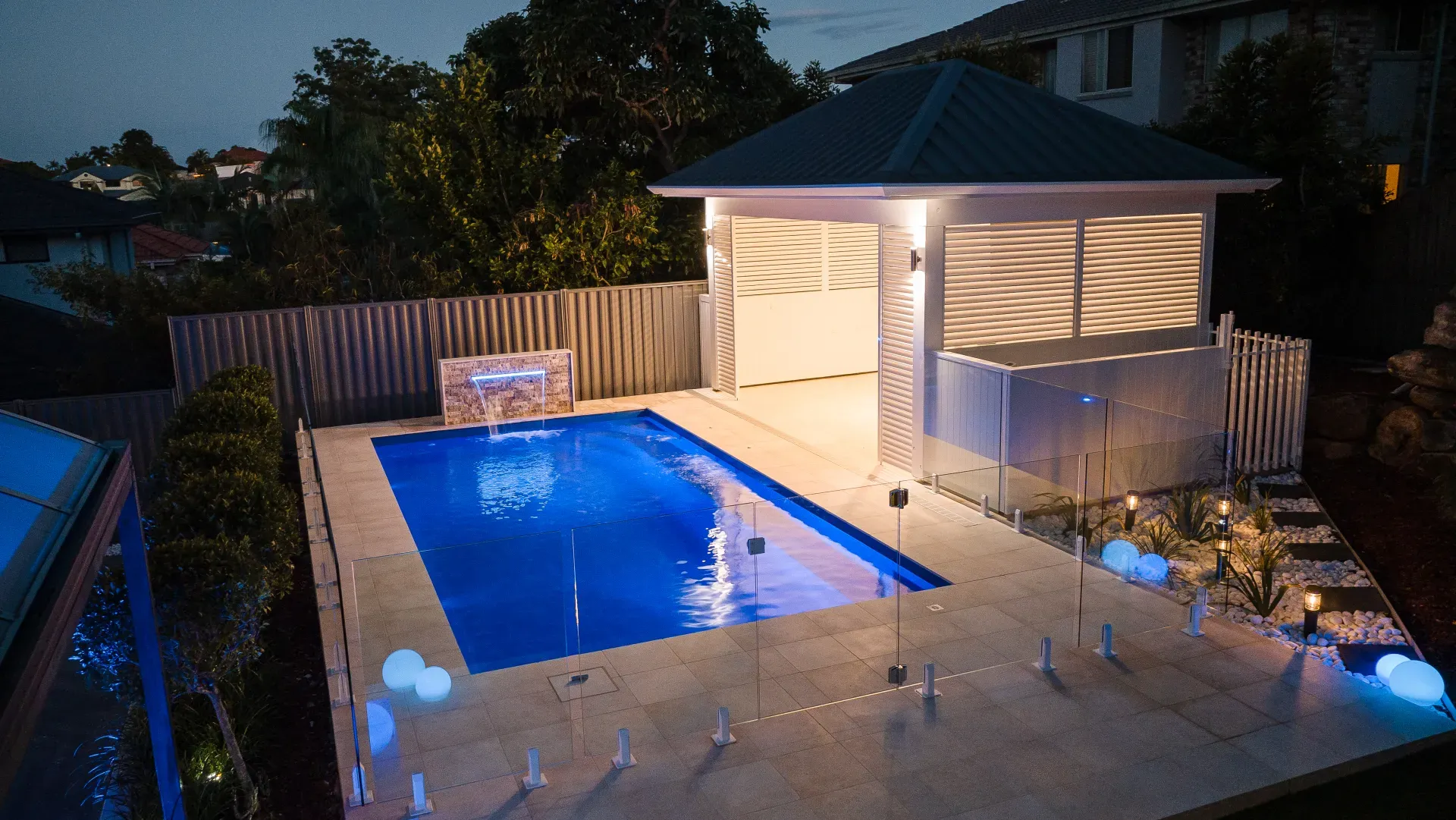 Palazzo fibreglass pool in Twilight, Eight Miles Plains — MFP Easy installation